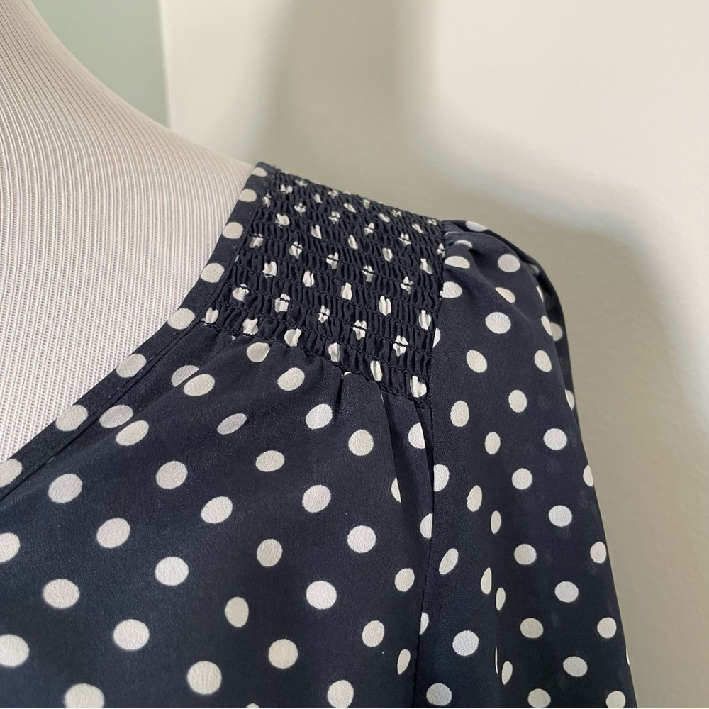 The Limited Women’s Polka Dot 3/4 Sleeve Blouse Navy & White Size S - Picture 3 of 12